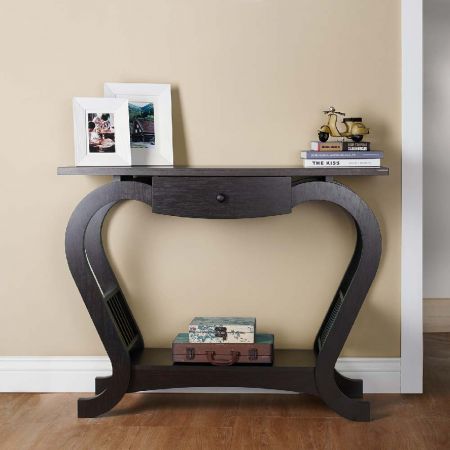 Two Tier Storage Single Drawer Curved Feet Console Table - Two Tier Storage Single Drawer Curved Feet Console Table
